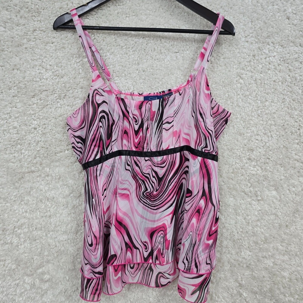 RAG Psychedelic Marble Print‎ Camisole Womens XL Pink Y2K Babydoll Tank